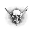 Mechanic tools arranged in a skull shape with blackwork linework tattoo design idea