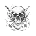 Mechanic tools arranged in a skull shape with blackwork linework tattoo design idea
