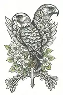 polish falcon Irish Catholic cross tattoo design idea