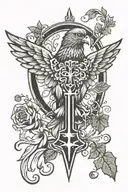 polish falcon Irish Catholic cross tattoo design idea