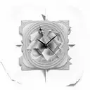 A surreal clock melting into a brick wall with the Pink Floyd prism in the background tattoo design idea