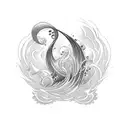 wave tattoo with diamond border tattoo design idea