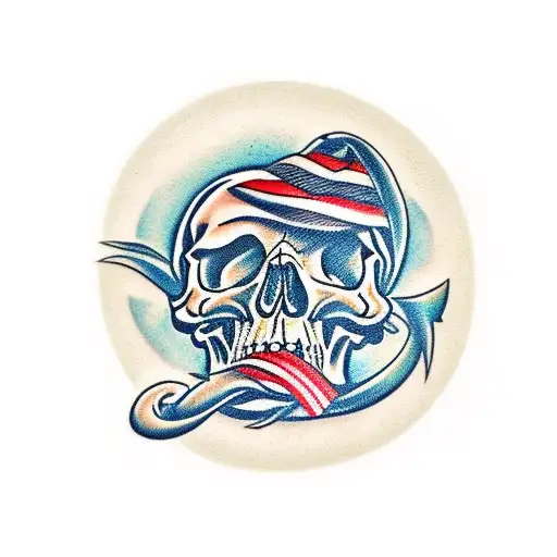 skull buffon smile tattoo design idea