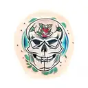 skull buffon smile tattoo design idea