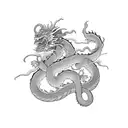 A Japanese dragon coiled around a traditional Japanese fan tattoo design idea
