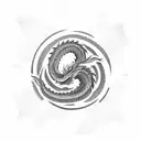 A Japanese dragon coiled around a traditional Japanese fan tattoo design idea