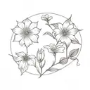 aster and morning glory with virgo zodiac sign tattoo design idea
