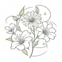 aster and morning glory with virgo zodiac sign tattoo design idea
