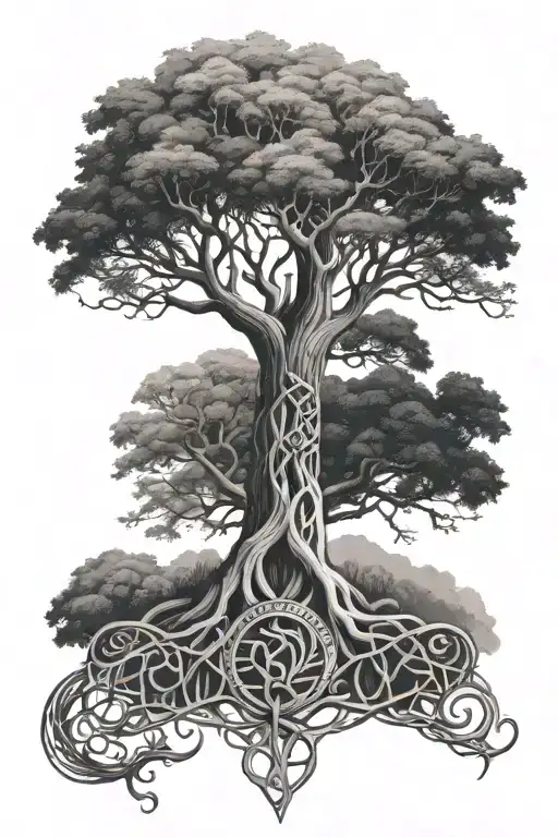Celtic Tree of Life and Lord of the Rings tattoo design idea