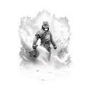 Word hustle but describe it in image  tattoo design idea