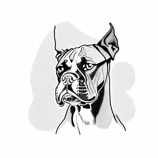 boxer  with doberman dog tattoo design idea