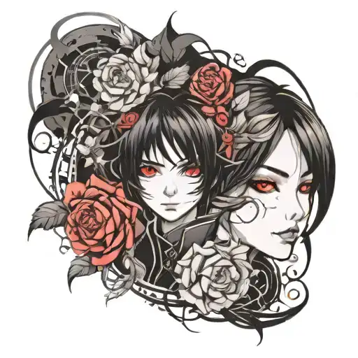 create a tattoo of dark anime within rectangle and upto 5 inchs tattoo design idea
