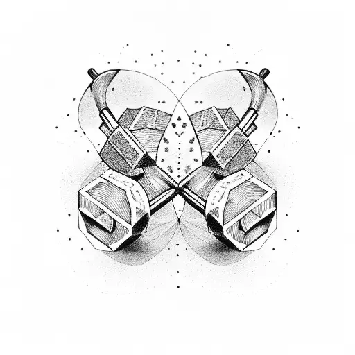 dumbbells heart tattoo design idea