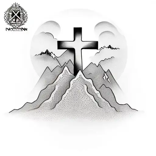 Mountain, 3 Crosses, IXOYE tattoo design idea