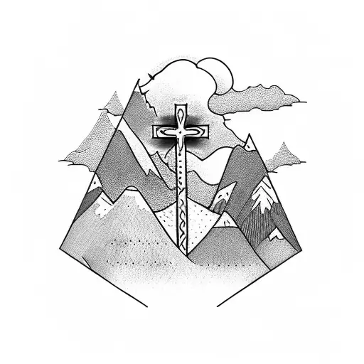 Mountain, 3 Crosses  tattoo design idea