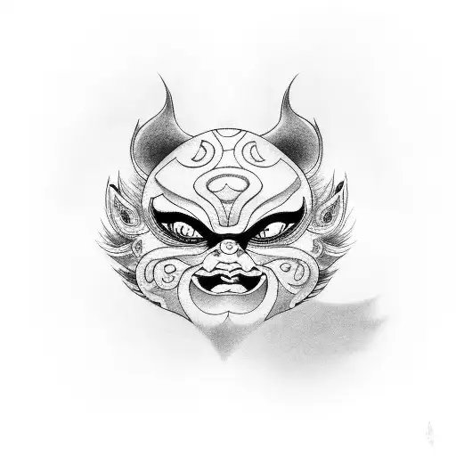 Kabuki mask Griffin  tattoo design idea