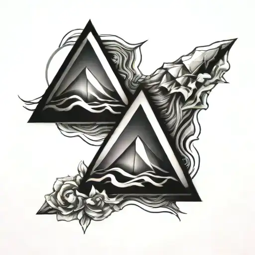 3D pyramid with black core inside tattoo design idea