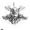 Thor with Hammer, Odin with Raven and Viking Symbols  tattoo design idea