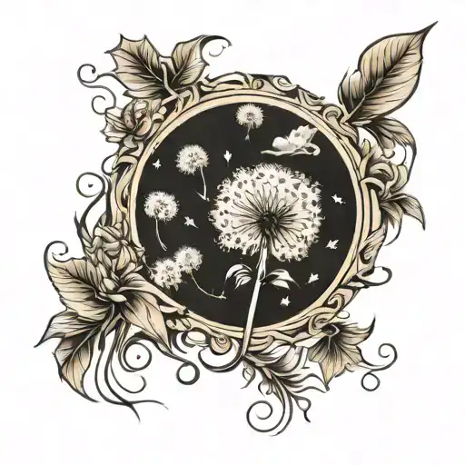 dandelion blowing tattoo design idea
