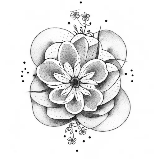 forget me not flower as line drawing tattoo design idea