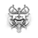 samurai, viking, knight, and spartan seperated but all in one piece tattoo design idea