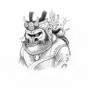 wu kong the mokey king swinging through a forest tattoo design idea