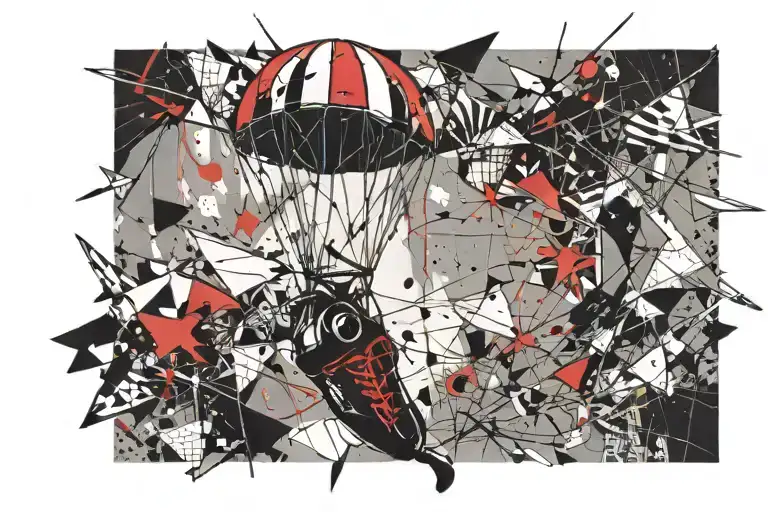 parachute falling tattoo design idea