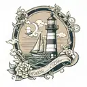 lighthouse guiding ships tattoo design idea