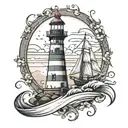 lighthouse guiding ships tattoo design idea