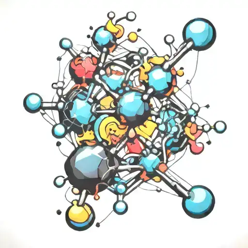 colorfull serotonin molecule tattoo design idea