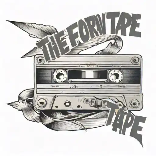 phrase play the tape forward tattoo design idea