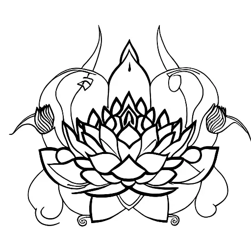 lotus with snakes  in rectangular shape  tattoo design idea