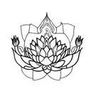 lotus with snakes  in rectangular shape  tattoo design idea