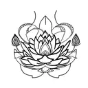 lotus with snakes  in rectangular shape  tattoo design idea