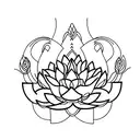 lotus with snakes  in rectangular shape  tattoo design idea