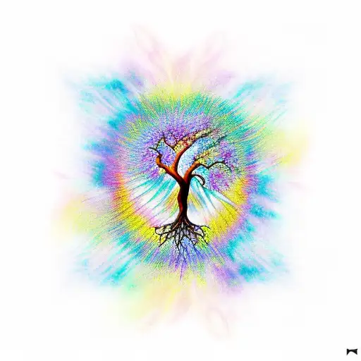  phoenix with a tree of life all in color tattoo design idea