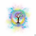  phoenix with a tree of life all in color tattoo design idea