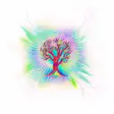  phoenix with a tree of life all in color tattoo design idea