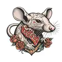 rat eats a human heart tattoo design idea