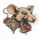 rat eats a human heart tattoo design idea