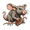 rat eats a human heart tattoo design idea