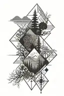 geometric nature scene tattoo design idea