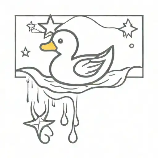 rubber duck in water with ems star of life tattoo design idea