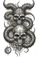 A satanic ritual with scorpions as the main focus tattoo design idea