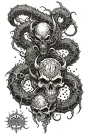 A satanic ritual with scorpions as the main focus tattoo design idea