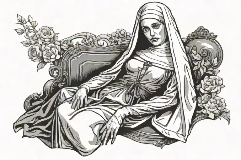 sexy nun horny tattoo design idea