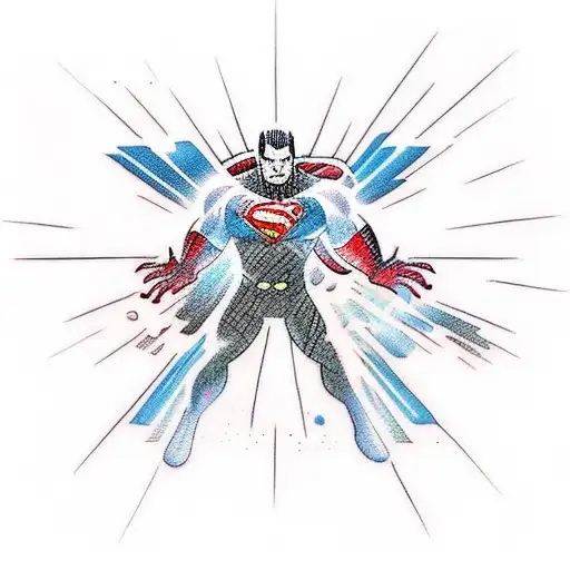 Create a tattoo design featuring a mashup of your favorite Marvel and DC characters in an epic battle scene tattoo design idea