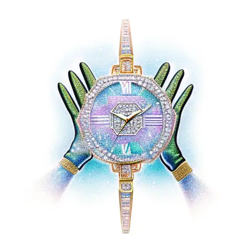 Diamond, Watch, Glitter Glove, Time, Greek God tattoo design idea