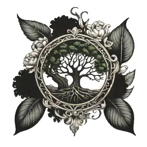 tree of life with triqueta symbol tattoo design idea