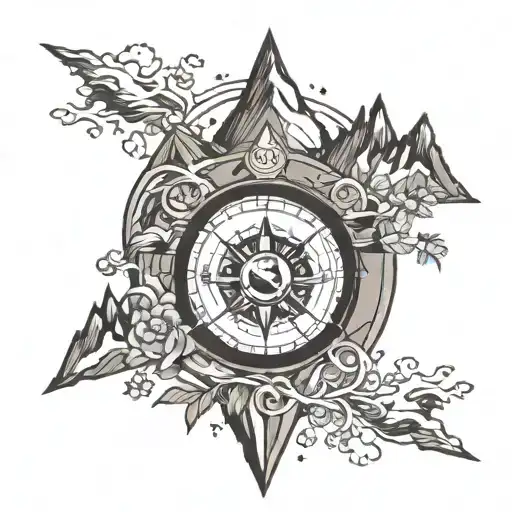 mountains compass travel earth globe tattoo design idea